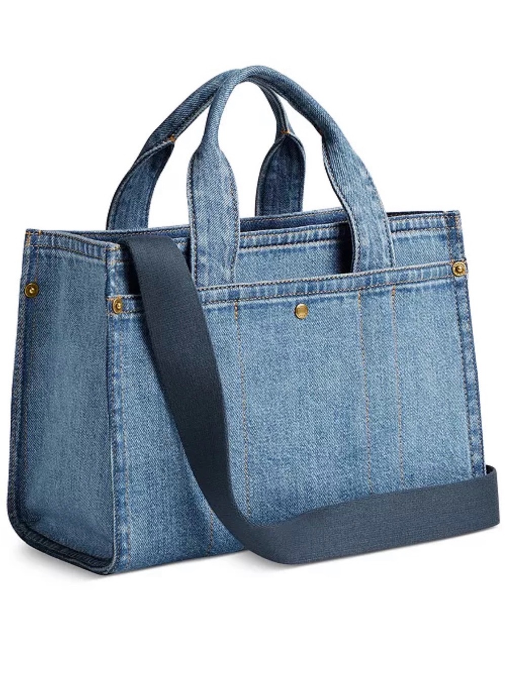 Coach Light Blue Denim Tote with Navy Logo - Picture 3 of 6